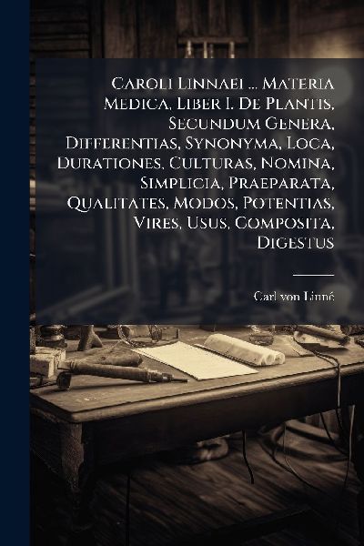 Caroli Linnaei ... Materia Medica, Liber I. De Plantis, Secundum Genera, Differentias, Synonyma, Loca, Durationes, Culturas, Nomina, Simplicia, Praeparata, Qualitates, Modos, Potentias, Vires, Usus, Composita, Digestus