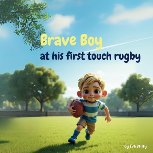 Brave Boy at His First Touch Rugby