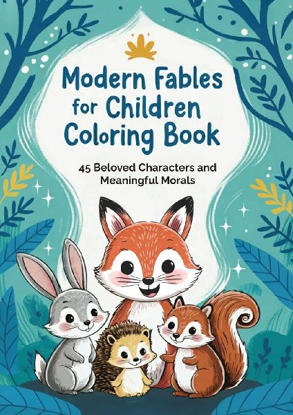 Modern Fables for Children Coloring Book: 45 Beloved Characters and Meaningful Morals