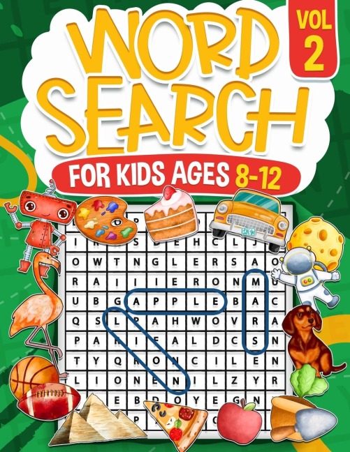 Word Search for Kids Ages 8-12 | Volume 2 | 100 Fun Puzzles | Kids Activity Book | Search and Find | Help Improve Vocabulary for Children | Themed Puzzles Including Animals, Dinosaurs, Sports, and Technology | Solutions Included