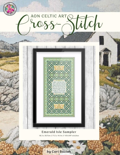 Emerald Isle Sampler Celtic Cross-Stitch Chart, 7.2" X 14.1", Fun & Easy Counted Cross Stitch Pattern for Adults