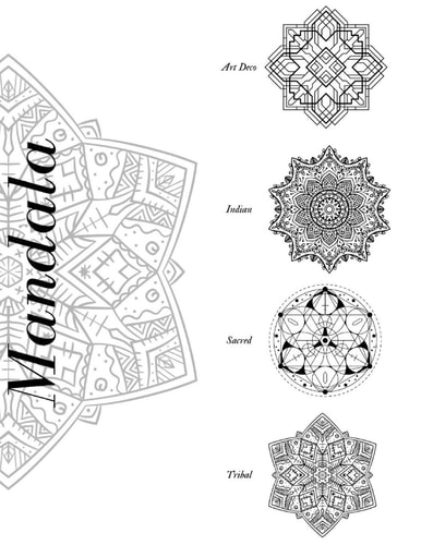 Mandala Art Deco Indian Scared Tribal Adult Coloring Book Mandala 80 DIFFERENT MANDALAS with 4 DIFFERENT TOPICS