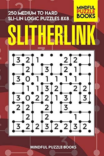 Slitherlink 250 Medium to Hard Sli-Lin Logic Puzzles 8x8