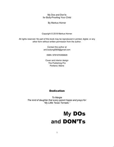 MY Do's and Don't's for Raising a Bully-Proof Child