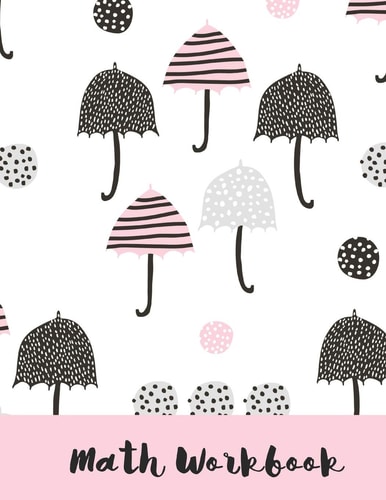 Math Workbook Umbrella Themed Pink, Black Graph Paper
