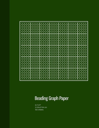 Beading Graph Paper Peyote Stitch Graph Paper, Seed Beading Grid Paper, Beading on a Loom, 100 Sheets, Green Cover (8.5"x11")