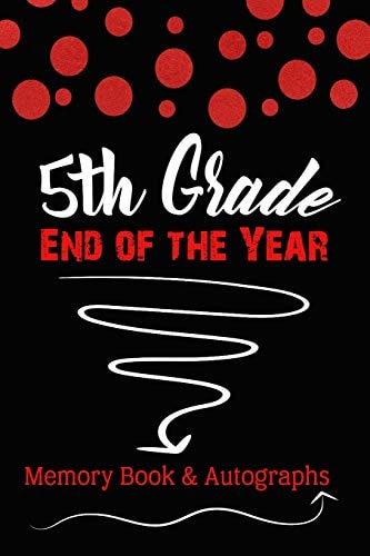 5th Grade End of the Year Memory Book & Autographs Red and Black Confetti Keepsake For Students and Teachers