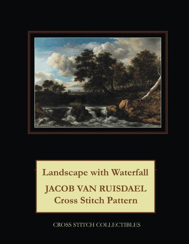 Landscape with Waterfall Jacob Van Ruisdael Cross Stitch Pattern