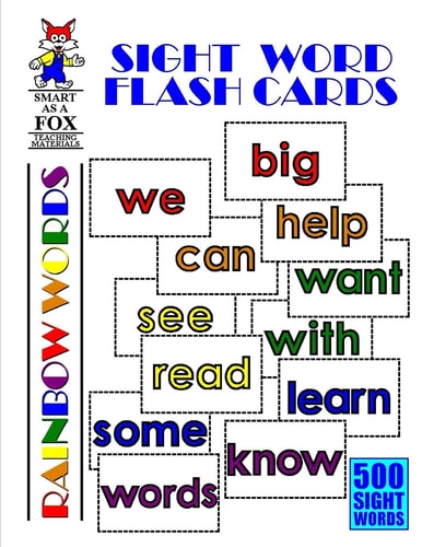 Sight Word Flash Cards 500 Rainbow Words