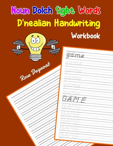 Noun Dolch Sight Words D'nealian Handwriting Workbook Practice Dnealian Tracing and Writing Penmaship Skills
