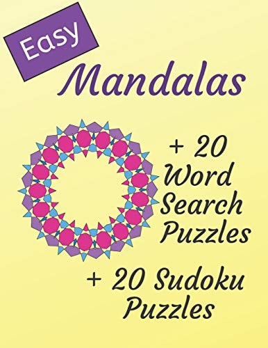 Mandala Coloring Book for Beginners Adult Coloring Book for Fun, Stress Relief, Relaxation. Large Easy Patterns for Seniors, Teens, Kids Plus Bonus Puzzles. Great Gift Idea!!