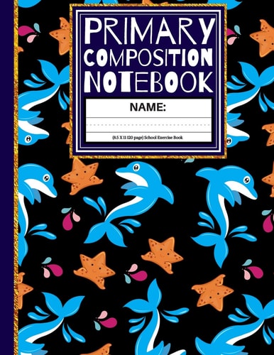 Primary Composition Notebook Star Fish and Dolphin Kindergarten Composition School Exercise Book