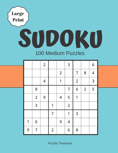 Sudoku Large Print 100 Medium Puzzles Challenging Brain Game Puzzle Notebook
