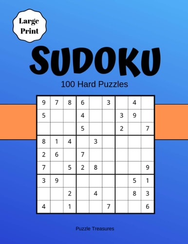 Sudoku Large Print 100 Hard Puzzles Challenging Brain Game Puzzle Notebook