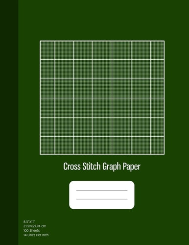 Cross Stitch Graph Paper 14 Lines Per Inch, Graph Paper for Embroidery and Needlework, 8. 5''x11'', 100 Sheets, Green Cover