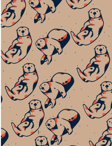 Sea Otter Patterns Cute Otter College Ruled Line Notebook