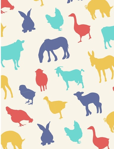 Farm Animal Pattern Farm-Yard Animals College Ruled Line Notebook