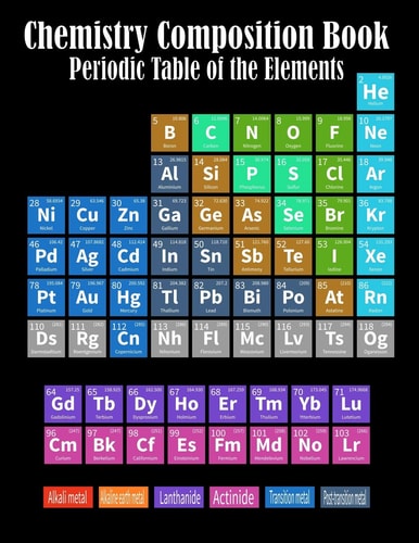Chemistry Composition Book Periodic Table Of The Elements College Ruled Paper 8.5 X 11, 110 Pages Chemistry Class Elements Table on Matte Cover