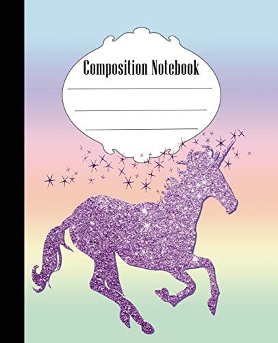 Composition Notebook Pretty Unicorn Composition Notebook Wide Ruled 7. 5 X 9. 25 In, 100 Pages Book for Kids, Teens, School, Students and Teachers