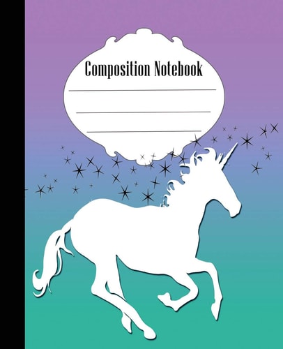 Composition Notebook Pretty Stars and Unicorn Composition Notebook Wide Ruled 7. 5 X 9. 25 In, 100 Pages Book for Kids, Teens, School, Students and Teachers
