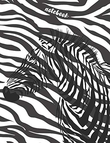 Notebook Collage Ruled Composition Notebook, Zebra With Black And White Strips Background