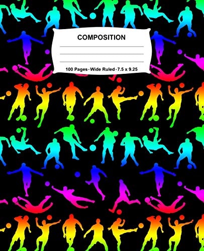 Composition Notebook Soccer Rainbow Neon Notebook Wide Ruled 100 Pages 7. 5 X 9. 25