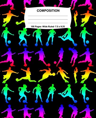 Composition Notebook Girls Soccer Rainbow Neon Notebook Wide Ruled 100 Pages 7. 5 X 9. 25