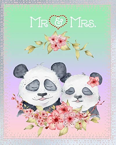 Mr & Mrs. The Ultimate Wedding Organizer, Wedding Expense Trackers for Every Aspect of Wedding Planning: Checklists, Guest Book, Budget Planning Workbook, Vendor Contact Sheets, Trendy Cover of the Cute Couples Panda, and Sakura Flowers.