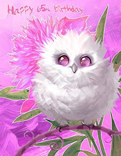 Happy 65th Birthday Large Print Address Book with Pretty Snow Owl Design. Way Better Than a Birthday Card!