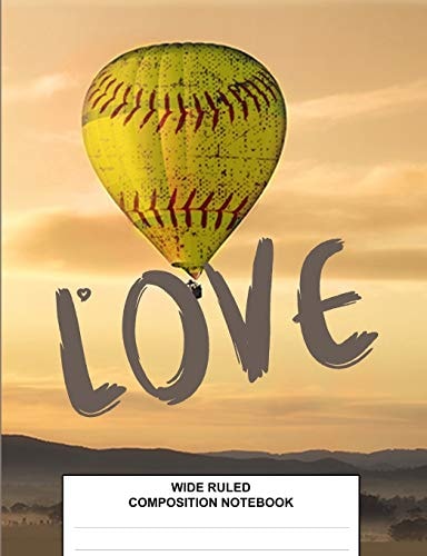Wide Ruled Composition Notebook Class Subject Back to School Supplies Softball Hot Air Balloon