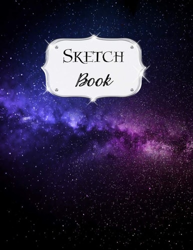Sketch Book Galaxy Sketchbook Scetchpad for Drawing Or Doodling Notebook Pad for Creative Artists #8 Black Purple