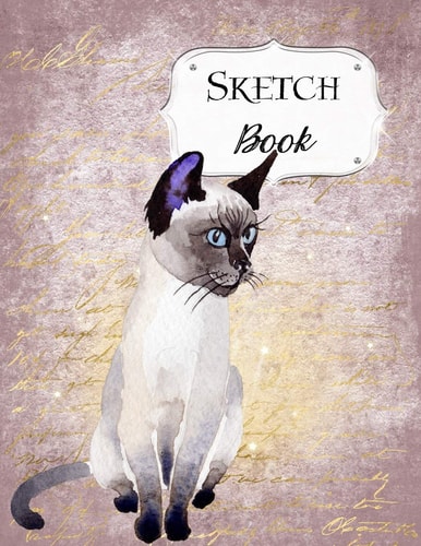 Sketch Book Cat Sketchbook Scetchpad for Drawing Or Doodling Notebook Pad for Creative Artists #3 Purple Siamese