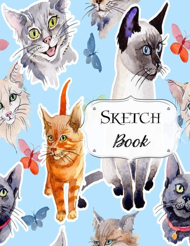 Sketch Book Cat Sketchbook Scetchpad for Drawing Or Doodling Notebook Pad for Creative Artists #8 Blue