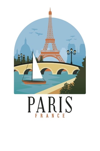Paris France Graph Paper Notebook, 6x9 Inch, 120 Pages