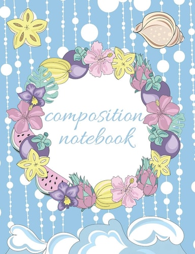 Composition Notebook Tropical Beach Design, Collage Ruled Pages