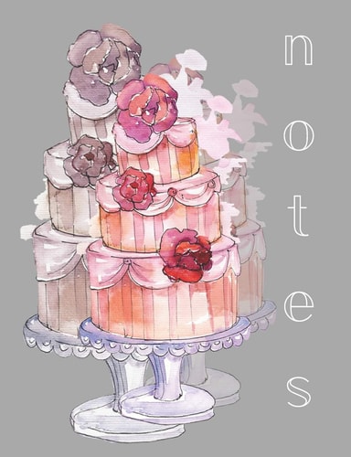 Notes Beautiful Watercolor Cake Composition Notebook, Collage Ruled, Great For School Notes