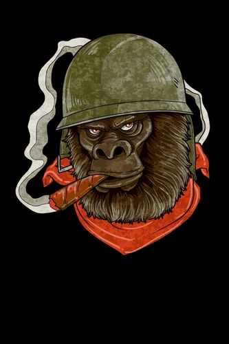 Military Gorilla 120 Pages I 6x9 I Dot Grid I Cool Great Ape, Monkey & Primate Gifts Apparel