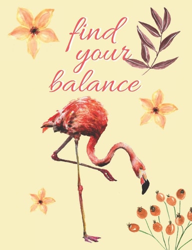 Find Your Balance Watercolor Flamingo Composition Notebook, Collage Ruled, Great For School Notes