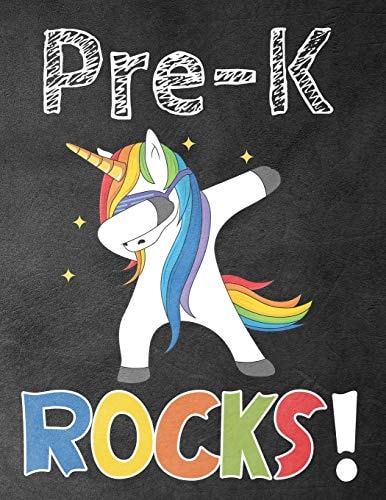 Pre-K Rocks! Funny Back To School Notebook, Gift For Girls and Boys,109 College Ruled Line Paper, Cute School Notebook, School Composition Notebooks, Unicorn Cover