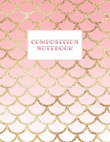 Composition Notebook Wide-Ruled Coral Mermaid Style Fish Scale Design