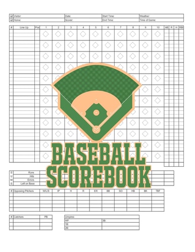 Baseball Scorebook 100 Scoring Sheets For Baseball and Softball Games, Glover's Scorebooks, Large (8.5X 11)