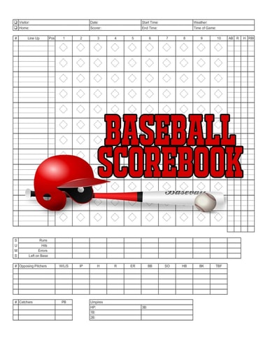Baseball Scorebook 100 Scoring Sheets For Baseball and Softball Games, Glover's Scorebooks, Large (8.5X 11)