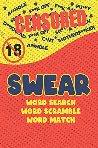 Swear Naughty Cuss Word Search Scramble Match Logical Puzzle Game Book For Adult Small Half Size Colorful Comic Design Soft Cover