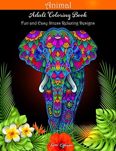 Animal Adult Coloring Book Fun and Easy Stress Relaxing Designs