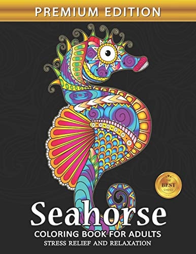 Seahorse Coloring Book for Adults Sea Creatures Ocean Adults Coloring Book Stress Relieving Unique Design