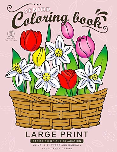 Senior Coloring Book Large Print Adults Coloring Book Flowers and Mandala Stress Relieving Unique Design