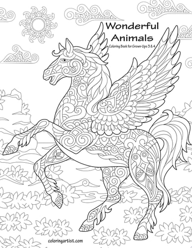 Wonderful Animals Coloring Book for Grown-Ups 3 & 4