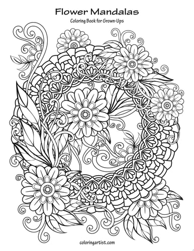 Flower Mandalas Coloring Book for Grown-Ups 1