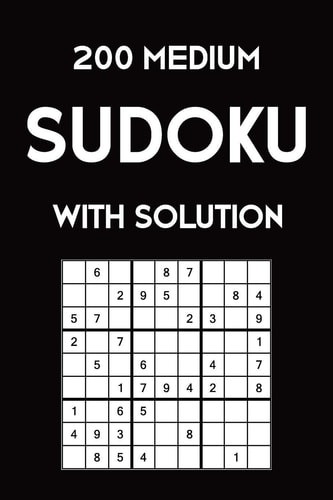 200 Medium Sudoku with Solution Puzzle Book, 2 Puzzles Per Page, 9x9