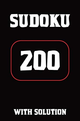 Sudoku 200 with Solution 9x9, Puzzle Book, Hard, 2 Puzzles Per Page